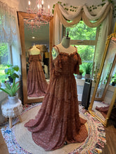 Load image into Gallery viewer, Ready to ship sale crinkle brown floral poetry two piece with tier skirt new size