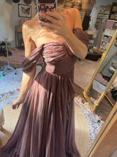 Load image into Gallery viewer, Ready to ship hand dyed mauve brown love bird dress (dye imperfect)