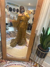 Load image into Gallery viewer, Sale Ready to ship mustard chiffon ruffle harmony dress fits sm-xl retired color