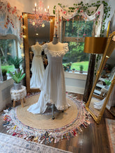 Load image into Gallery viewer, One of a kind asymmetrical cotton white dress with lace ruffle ready to ship