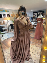 Load image into Gallery viewer, Daydream in deep brown crinkly cotton dress small-xl ready to ship (reversible)