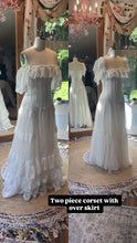 Load image into Gallery viewer, Ready to ship sample sale three piece corset dress comes with an extra chiffon over skirt