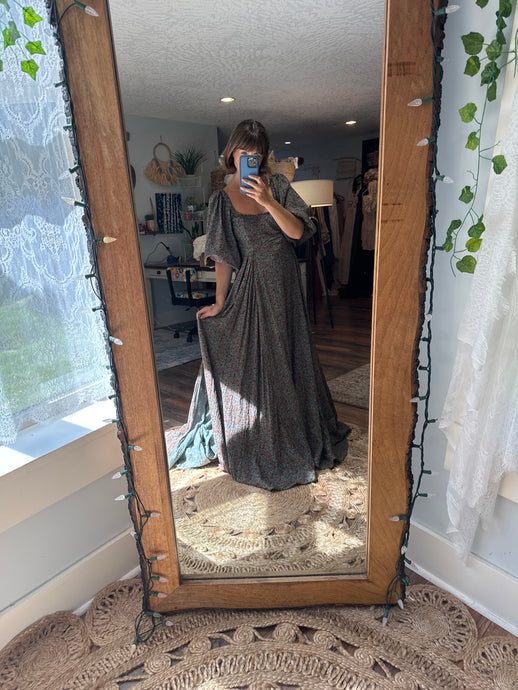 (Green) Ready to ship hand dyed cottage corset dress