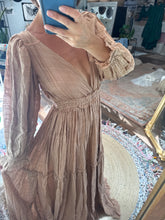 Load image into Gallery viewer, ready to ship two dress deal beige tan daydream dress in gauze and Bring it off white with tulle overlay two piece dress