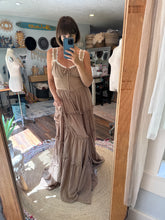 Load image into Gallery viewer, Rosette tan brown sale ready to ship dress linen cotton