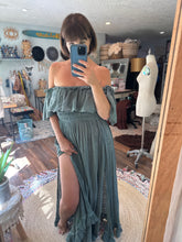 Load image into Gallery viewer, Sale  two dress deal imperfect blue show off those shoulders  hand dye Sonoma ready to ship brown dress