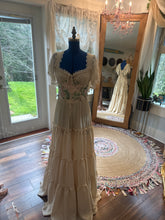 Load image into Gallery viewer, (Needs for May 30 shoot) Preorder allow 6-8 week The new Rosette Dress in ivory soft matte satin with roses pink embroidered embellishments (Copy)