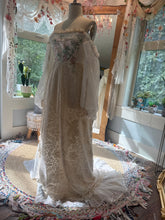 Load image into Gallery viewer, Ready to ship one of a kind Glory Dress in off white and ivory linen cotton/chiffon/vintage lace and embroidery
