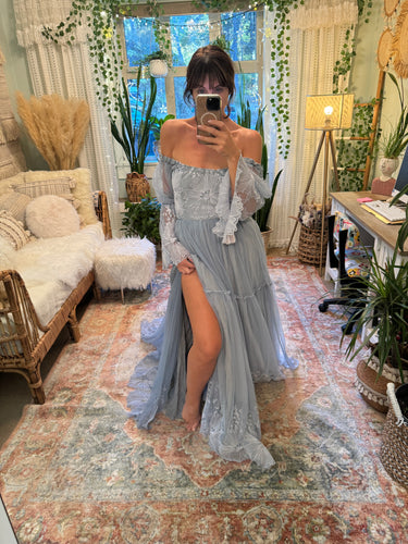 (Blue) Ready to ship flash sale hand dyed blue periwinkle Euphoria dress