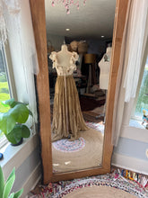 Load image into Gallery viewer, Ready to ship sale embroidery fabric corset top with mystical sleeve and mustard linen cotton you glow skirt