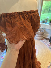 Load image into Gallery viewer, Sale ready to ship sale brown lace show off those shoulders dress