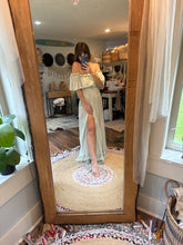 Load image into Gallery viewer, Ready to ship spring sale light blue show off those shoulders hand dye dress