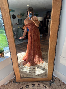 Ready to ship rusty orange glitter lace Always and Forever dress lined