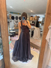 Load image into Gallery viewer, Love bird hand dyed lined in cotton adjustable dress dark plum brown color