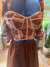Load image into Gallery viewer, Custom hand dyed we belong lace top and poetry rust chiffon skirt ready to ship