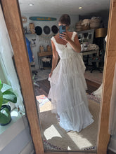 Load image into Gallery viewer, Sale! Ready to ship sale rosette off white matte satin with tulle overskirt