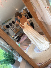 Load image into Gallery viewer, Ready to ship two piece cotton embroidery corset set dress with little ruffle sleeves
