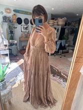 Load image into Gallery viewer, ready to ship two dress deal beige tan daydream dress in gauze and Bring it off white with tulle overlay two piece dress