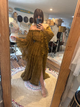 Load image into Gallery viewer, Sale Ready to ship mustard chiffon ruffle harmony dress fits sm-xl retired color