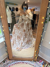 Load image into Gallery viewer, (Preorder allow 6-8 weeks )  floral you glow girl slightly sheer large golden crinkle print