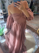 Load image into Gallery viewer, Two dress deal hand dye brown tulle fully lined love bird with Love bird dress in crinkle rose brown slight sheer