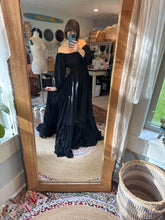Load image into Gallery viewer, Ready to ship sale black ruffle me right up linen cotton dress