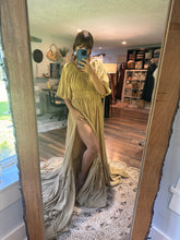 Load image into Gallery viewer, Ready to ship ruffle me right up mustard fits sm-2x linen cotton dress