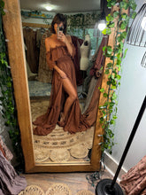 Load image into Gallery viewer, show off those shouiders brown dress (sheer) ready to ship