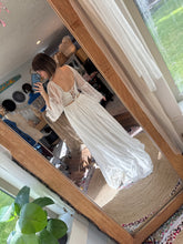 Load image into Gallery viewer, One of a kind custom linen cotton and lace dress ready to ship sale
