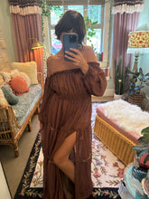 Load image into Gallery viewer, Dark brown crinkle you glow girl tiered version ready to ship dress