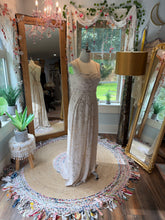 Load image into Gallery viewer, Ready to ship sale one of a kind vintage lace dress beige fits medium-xl