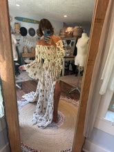 Load image into Gallery viewer, Ruffle me open dress in embroidery fabric ready to ship fits small to 2x (buttons up)