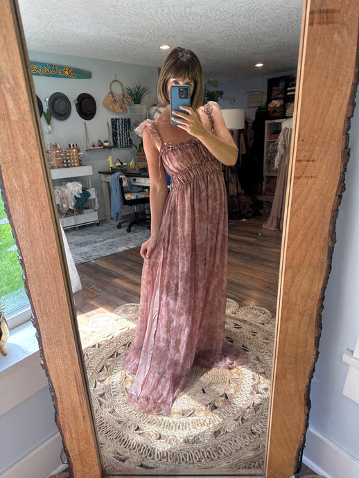 (Filagree) Ready to ship rusty floral Always and forever dress (slightly sheer)