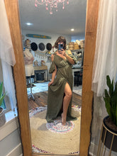 Load image into Gallery viewer, Blessed dress ready to ship olive linen cotton
