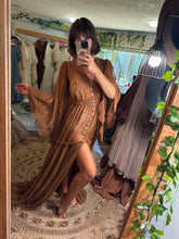 Load image into Gallery viewer, Ready to ship brown lace bloom where you are robe/dress