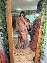 Load image into Gallery viewer, Ready to ship hand dyed lace two piece dress tan brown