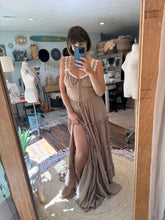 Load image into Gallery viewer, Rosette tan brown sale ready to ship dress linen cotton