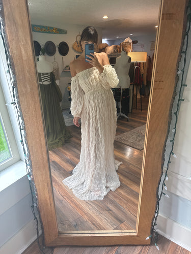 Ready to ship crinkle tulle you glow girl ivory dress sheer
