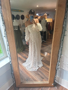Ready to ship crinkle tulle you glow girl ivory dress sheer