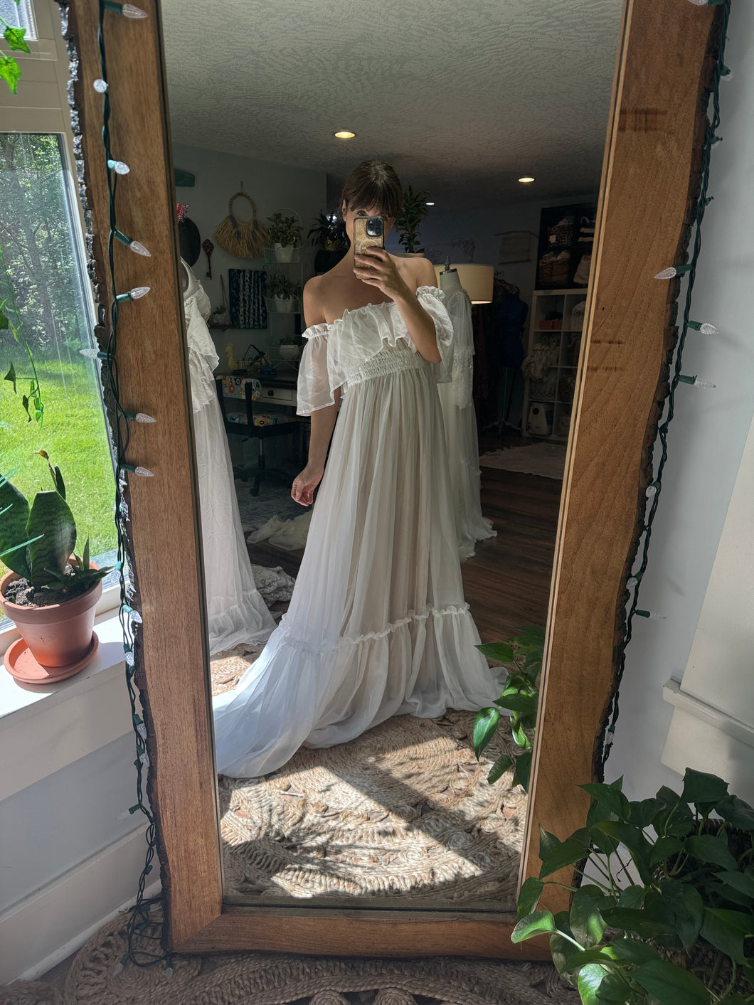 Preorder allow six to eight week sheer show off those shoulders chiffon (does not come with nude slip)