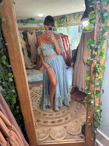 FLASH SALE hand dyed powder blue lace and cotton two piece