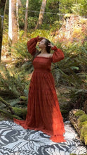 Load image into Gallery viewer, NEW Light lover dress version  rust ruffle chiffon RTS DRESS Ready to ship