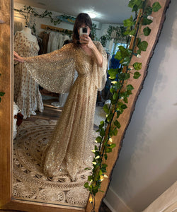 Mega sale golden glitter gown sheer ready to ship