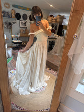 Load image into Gallery viewer, Ready to ship two piece cotton embroidery corset set dress with little ruffle sleeves