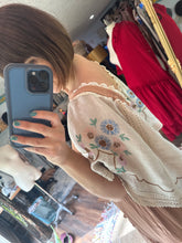 Load image into Gallery viewer, Rosette dress cotton one if a kind tan brown with sleeves