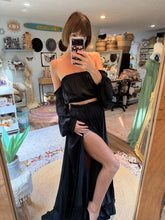 Load image into Gallery viewer, Ready to ship sale black matte satin youbglow girl two piece dress