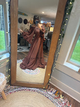 Load image into Gallery viewer, (Brown ) Ruffle me open cotton dress ready to ship on sale