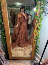 Load image into Gallery viewer, show off those shouiders brown dress (sheer) ready to ship