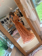 Load image into Gallery viewer, Ready to ship sale orange glitter lace corset dress sleeveless