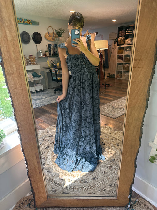 (Dark blue ) Ready to ship hand dye always and forever dress in lace flash sale